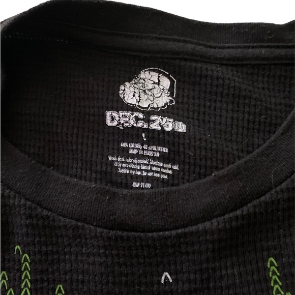 Holiday Sweater, Dec 25 size L, black plus colorful designs. Long sleeves. - Picture 2 of 4